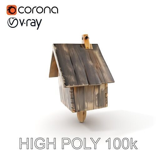 Rustic Wooden Birdhouse Model Pack Low-poly 3D model