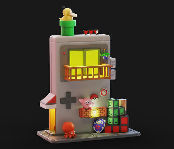 Gameboy House Diorama 3D Printable Cozy Console Scene 3D print model