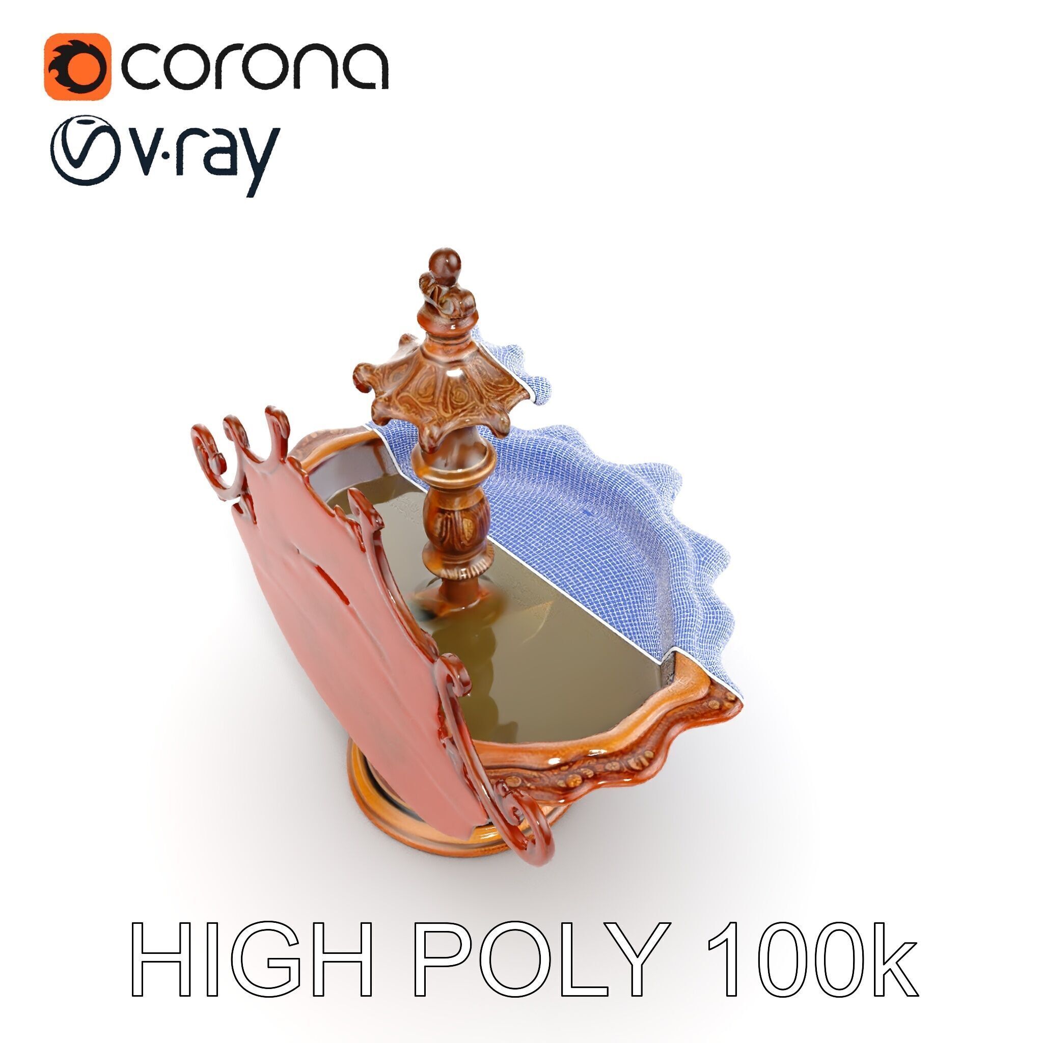 Ornate Fountain D Model Pack Low-poly 3D model_34