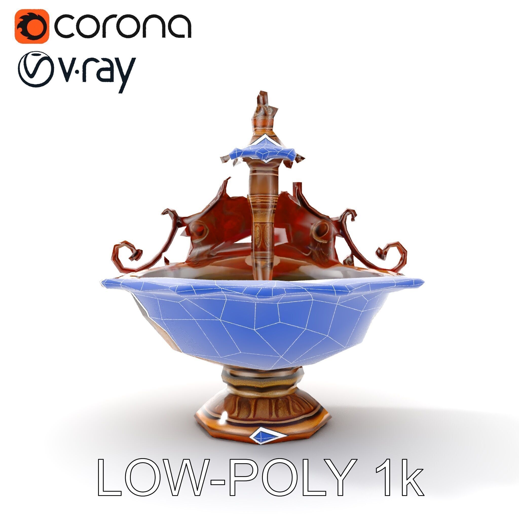 Ornate Fountain D Model Pack Low-poly 3D model_33