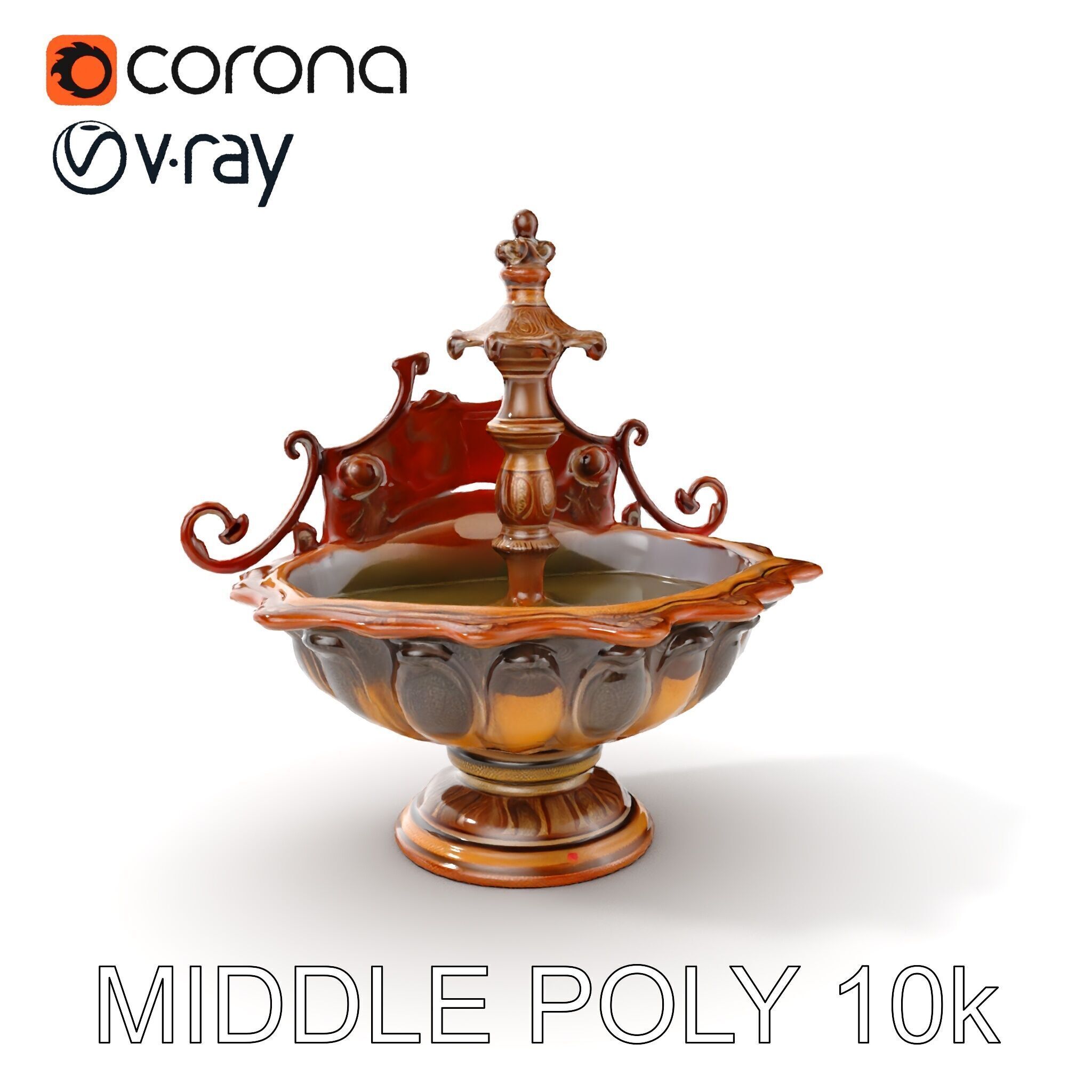 Ornate Fountain D Model Pack Low-poly 3D model_7