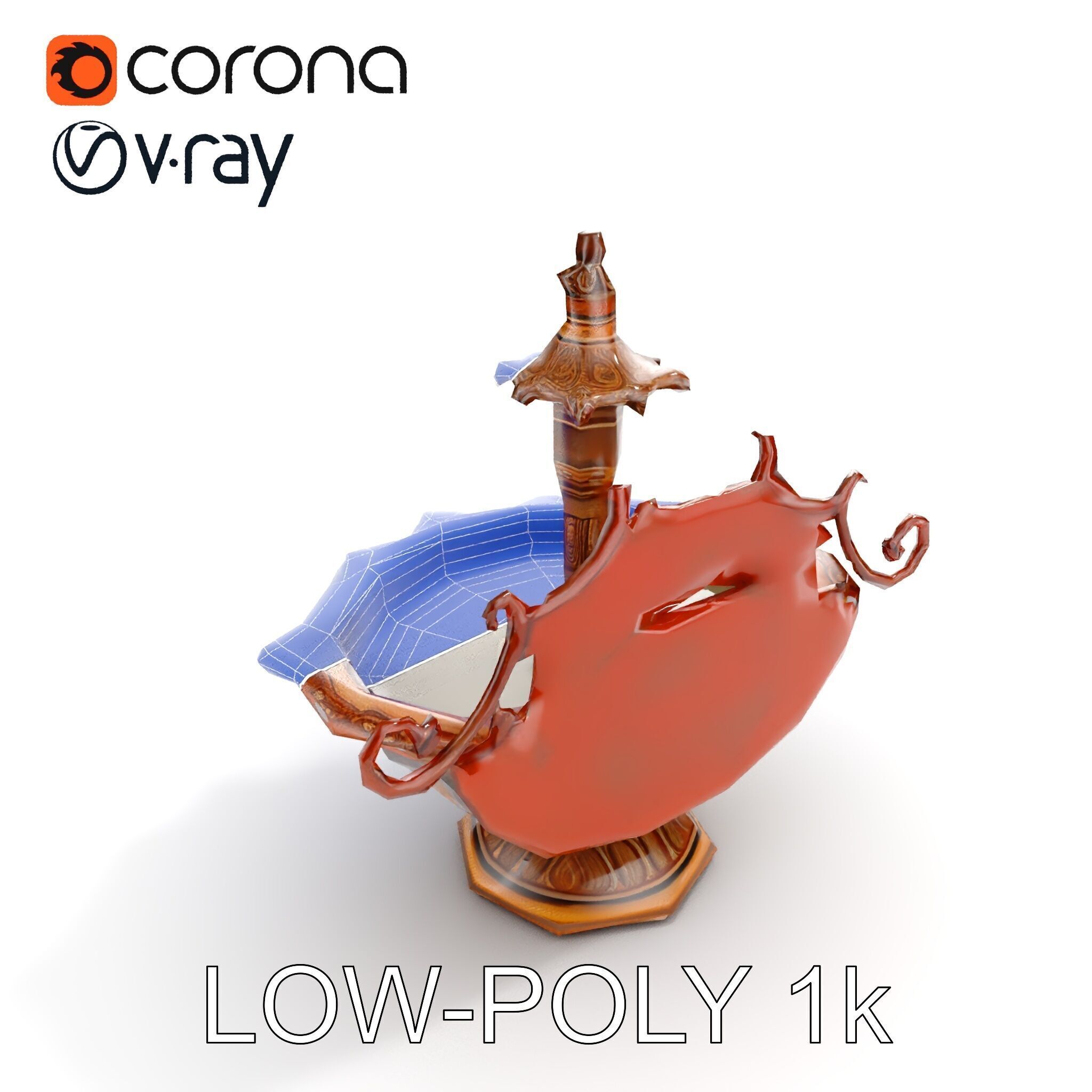 Ornate Fountain D Model Pack Low-poly 3D model_27