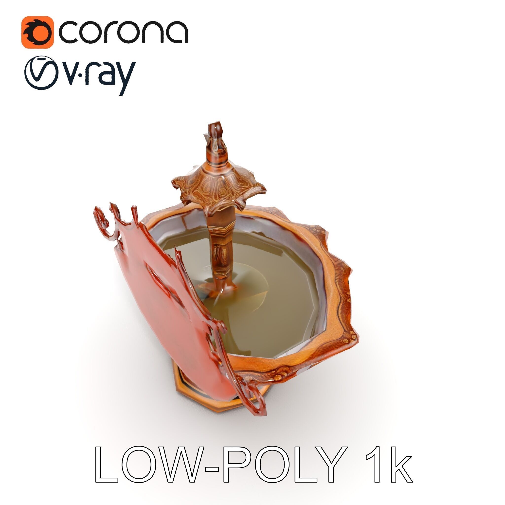 Ornate Fountain D Model Pack Low-poly 3D model_12