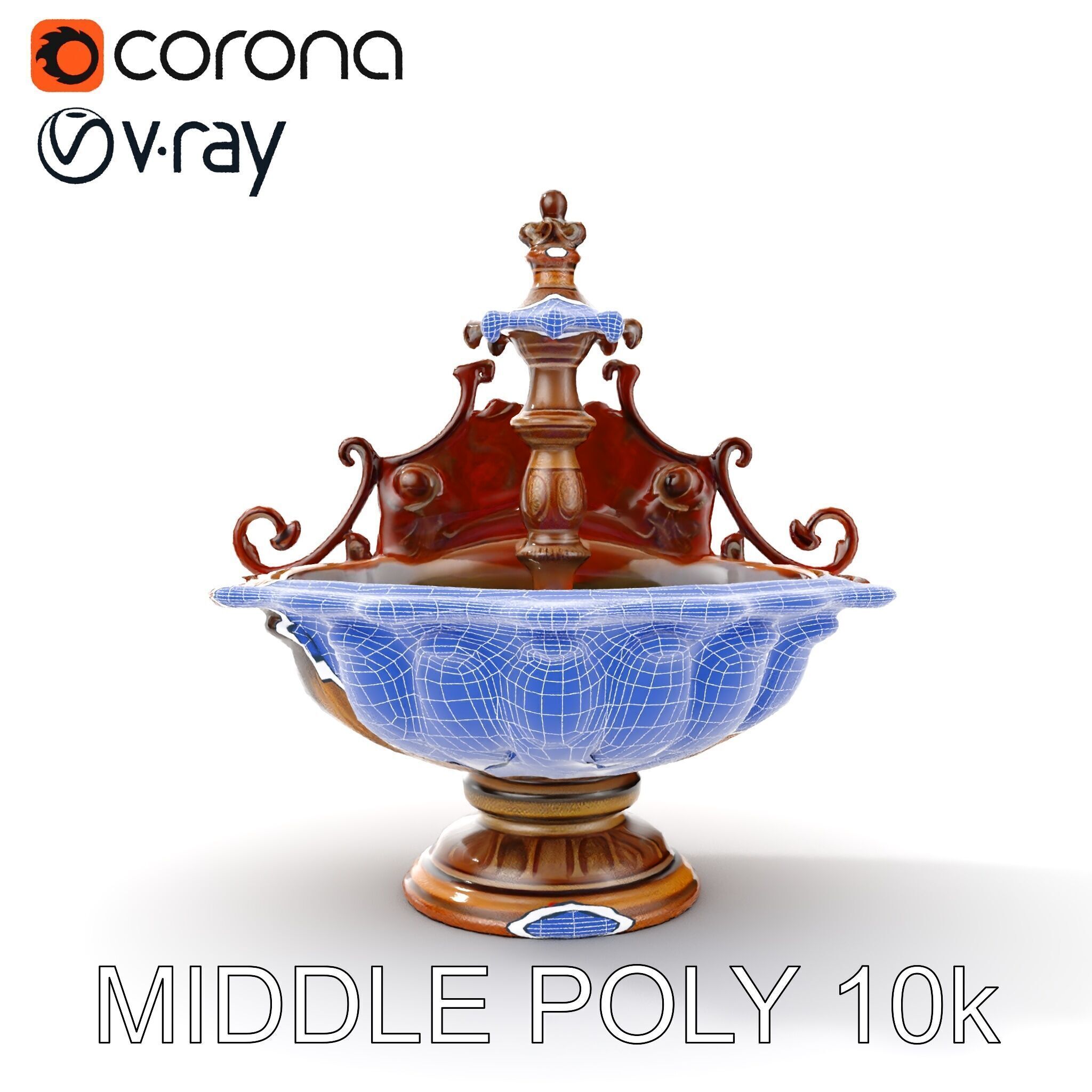 Ornate Fountain D Model Pack Low-poly 3D model_32