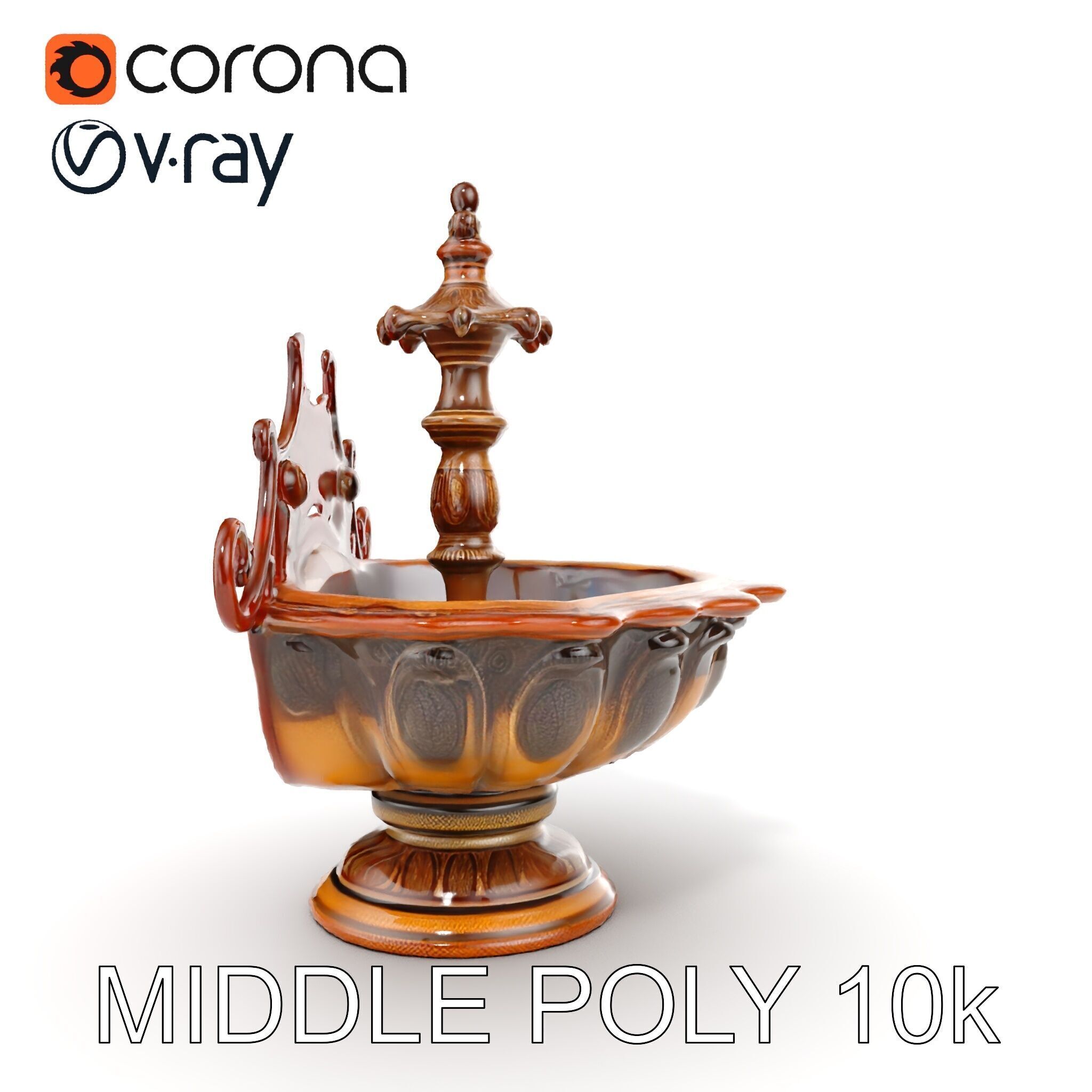 Ornate Fountain D Model Pack Low-poly 3D model_26