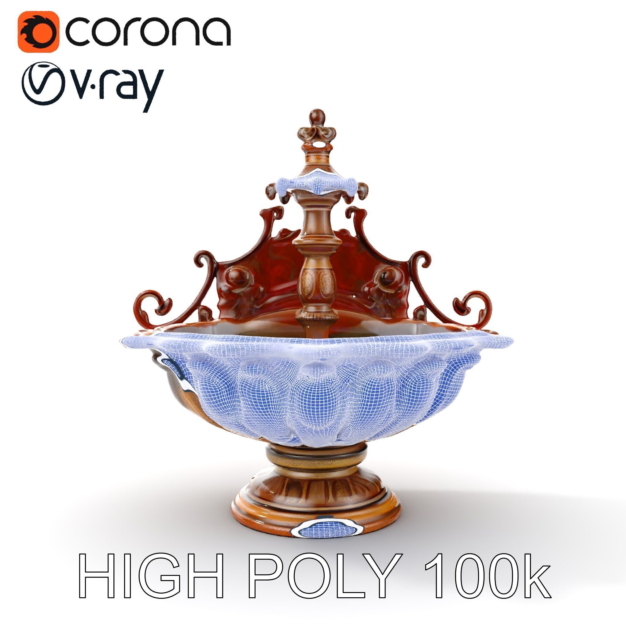 Ornate Fountain D Model Pack Low-poly 3D model_25