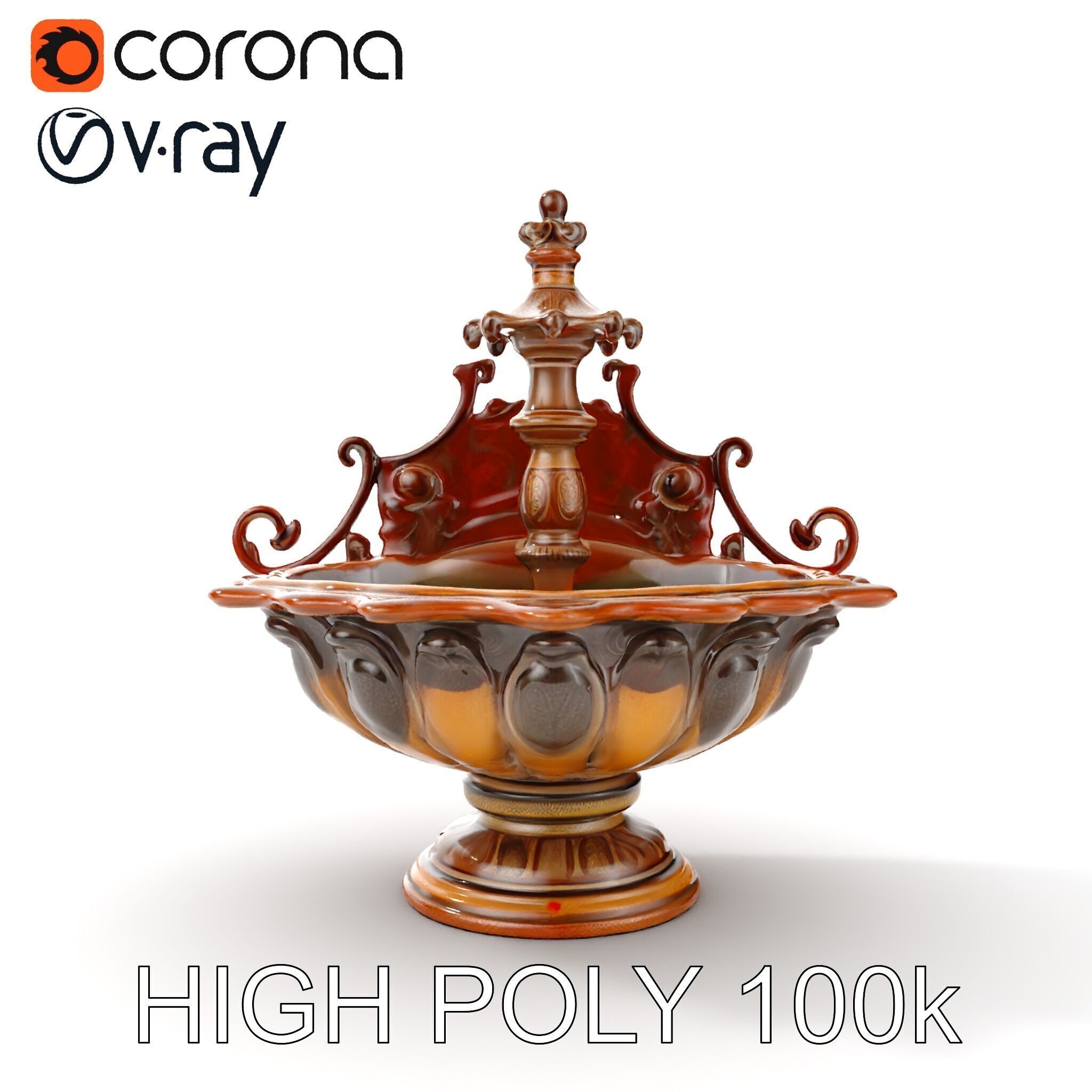 Ornate Fountain D Model Pack Low-poly 3D model_13