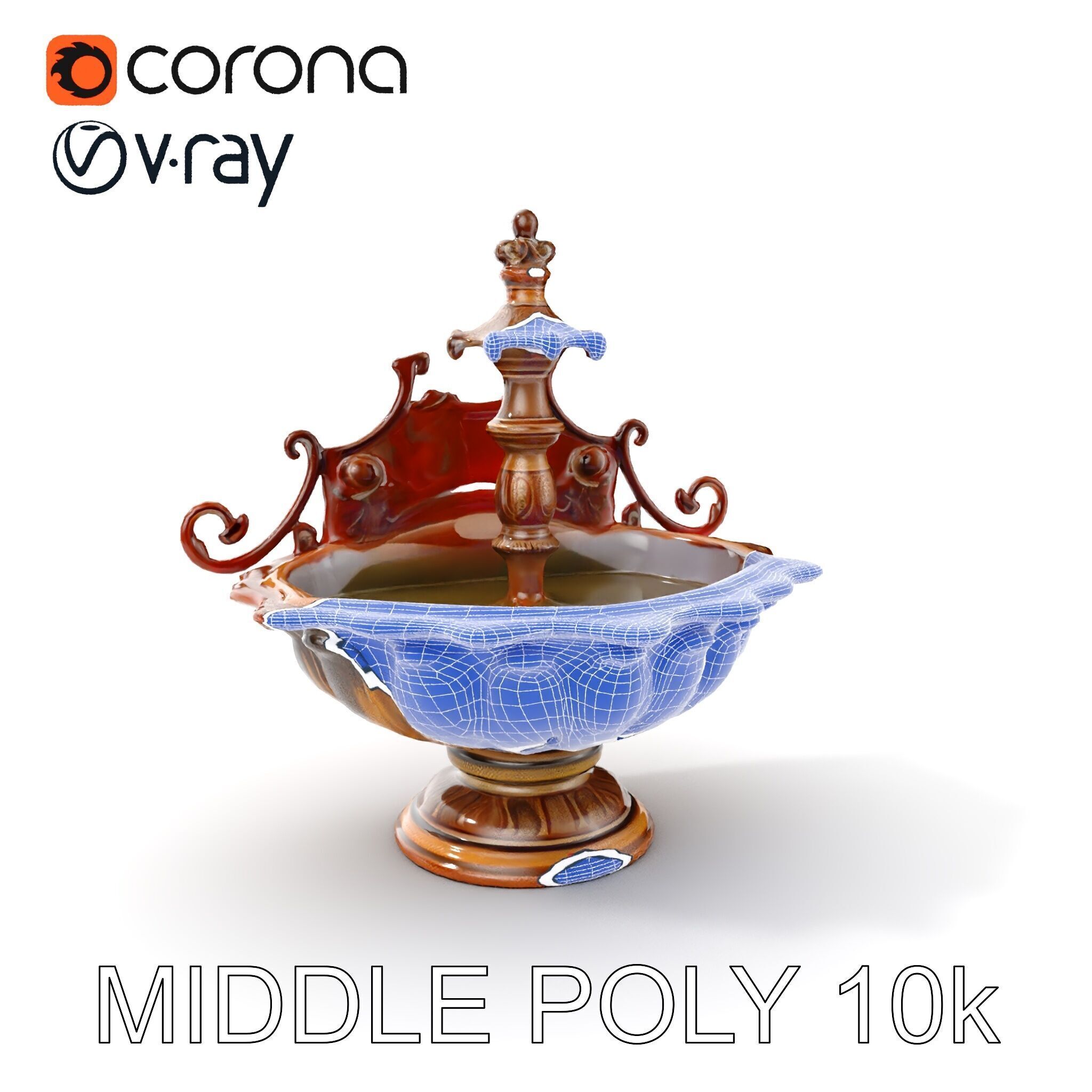 Ornate Fountain D Model Pack Low-poly 3D model_11