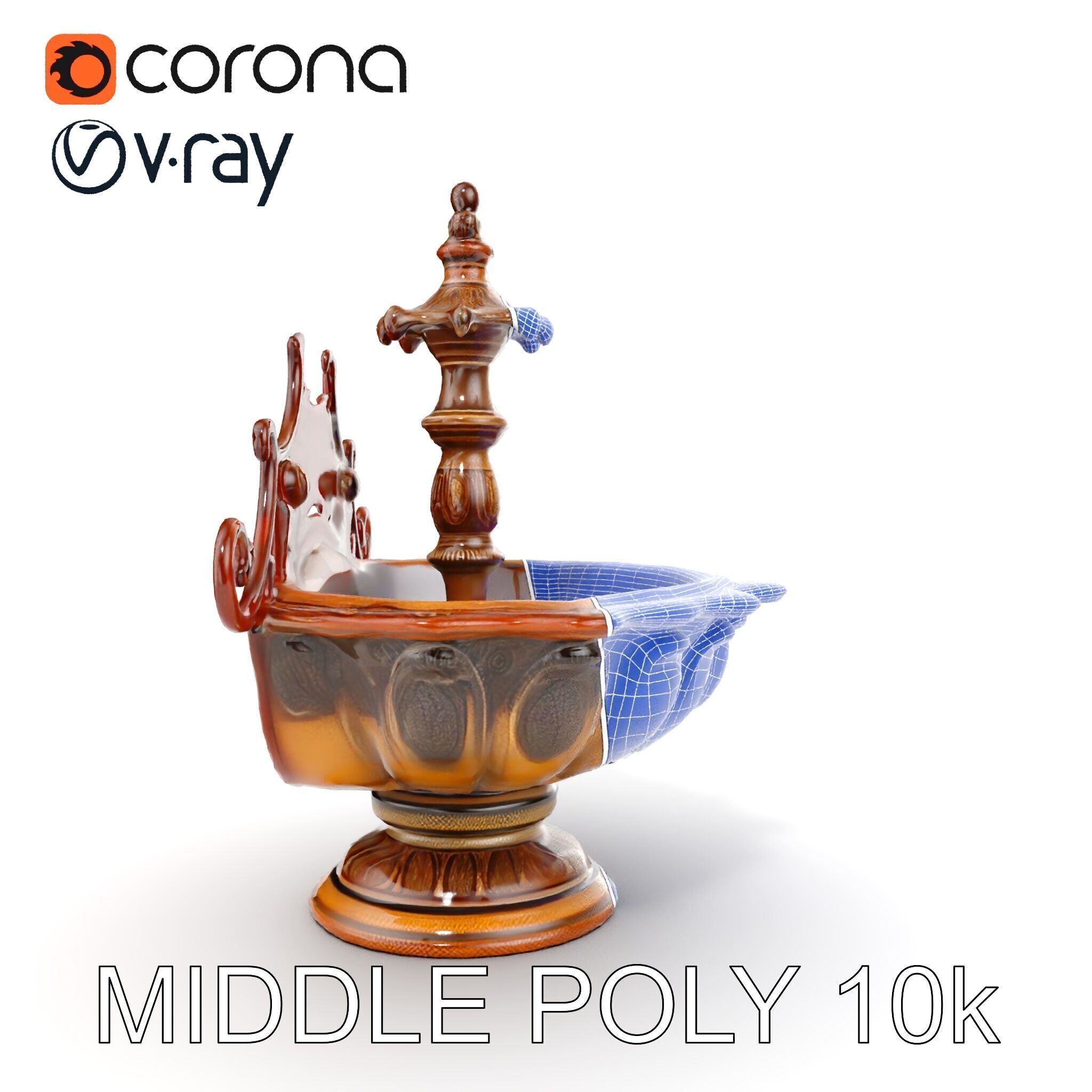 Ornate Fountain D Model Pack Low-poly 3D model_29