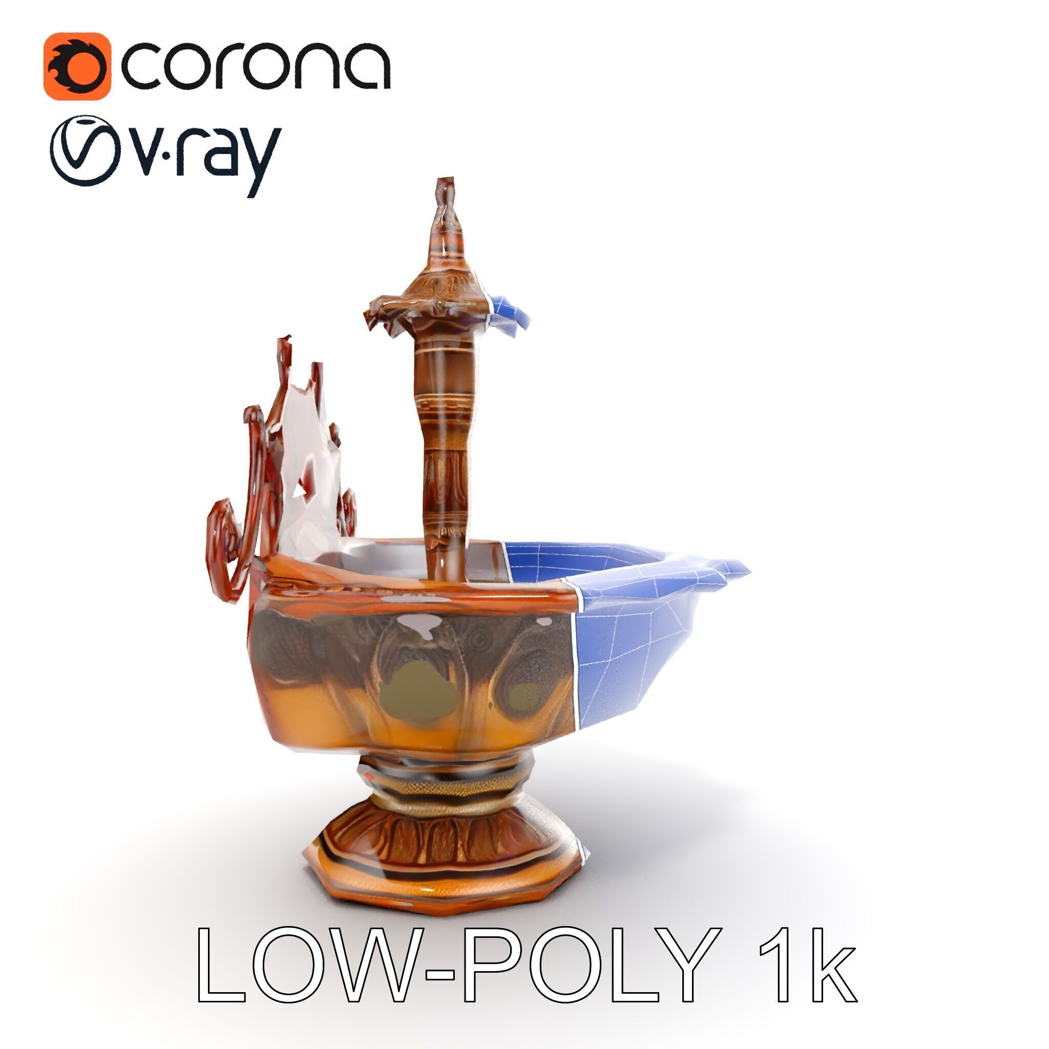 Ornate Fountain D Model Pack Low-poly 3D model_30