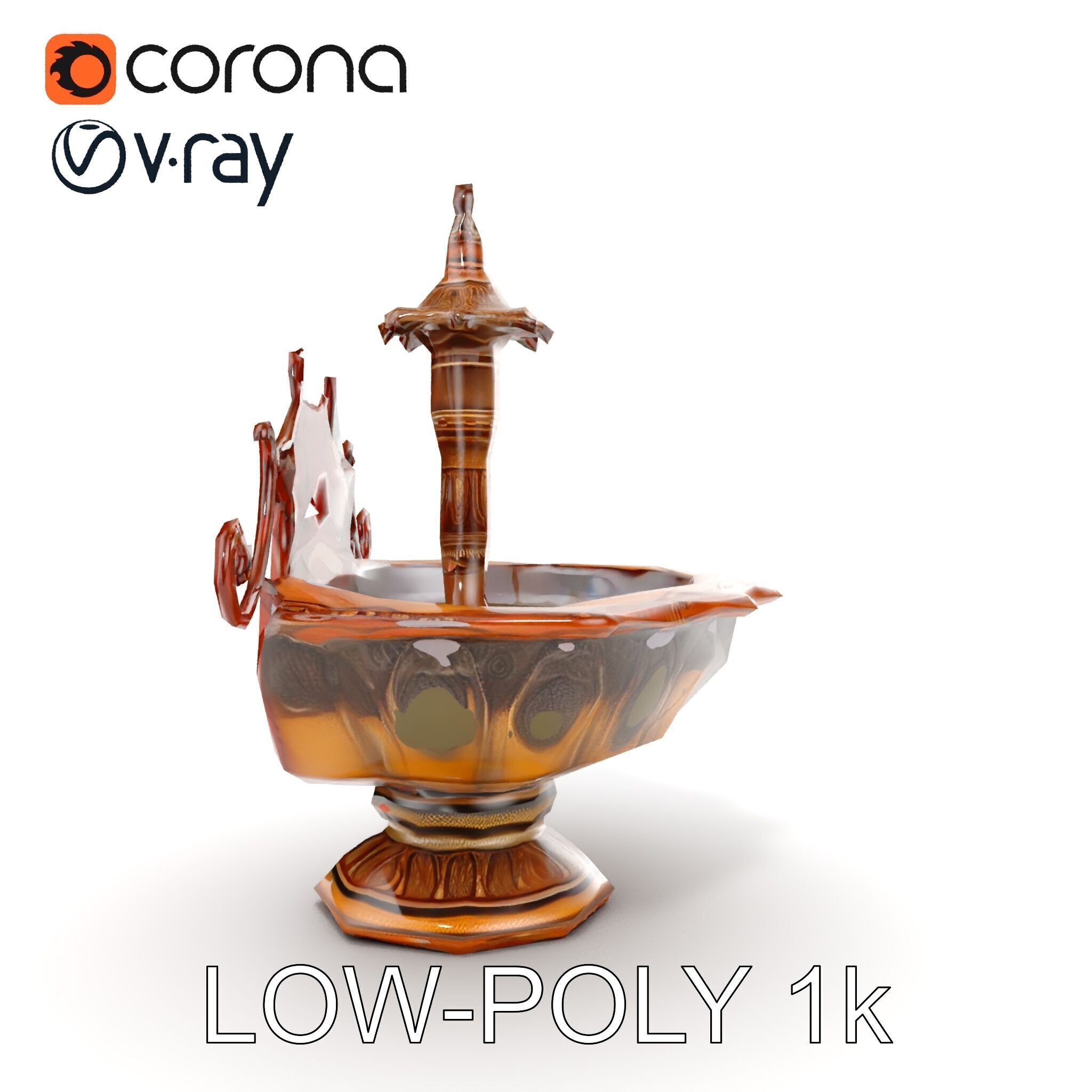 Ornate Fountain D Model Pack Low-poly 3D model_18