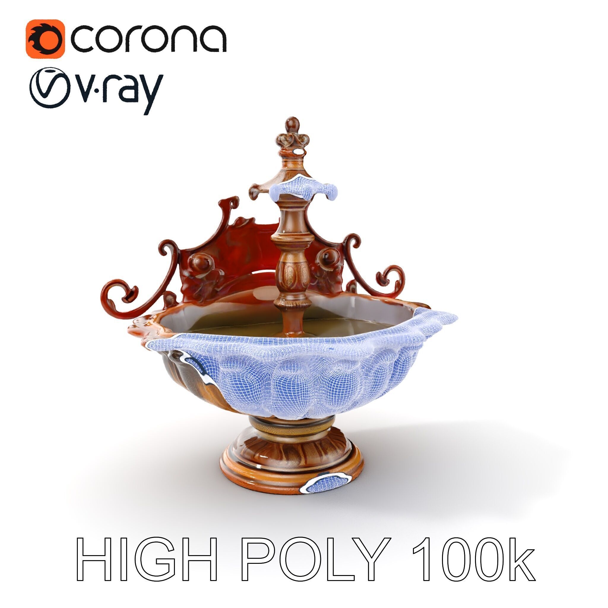 Ornate Fountain D Model Pack Low-poly 3D model_5