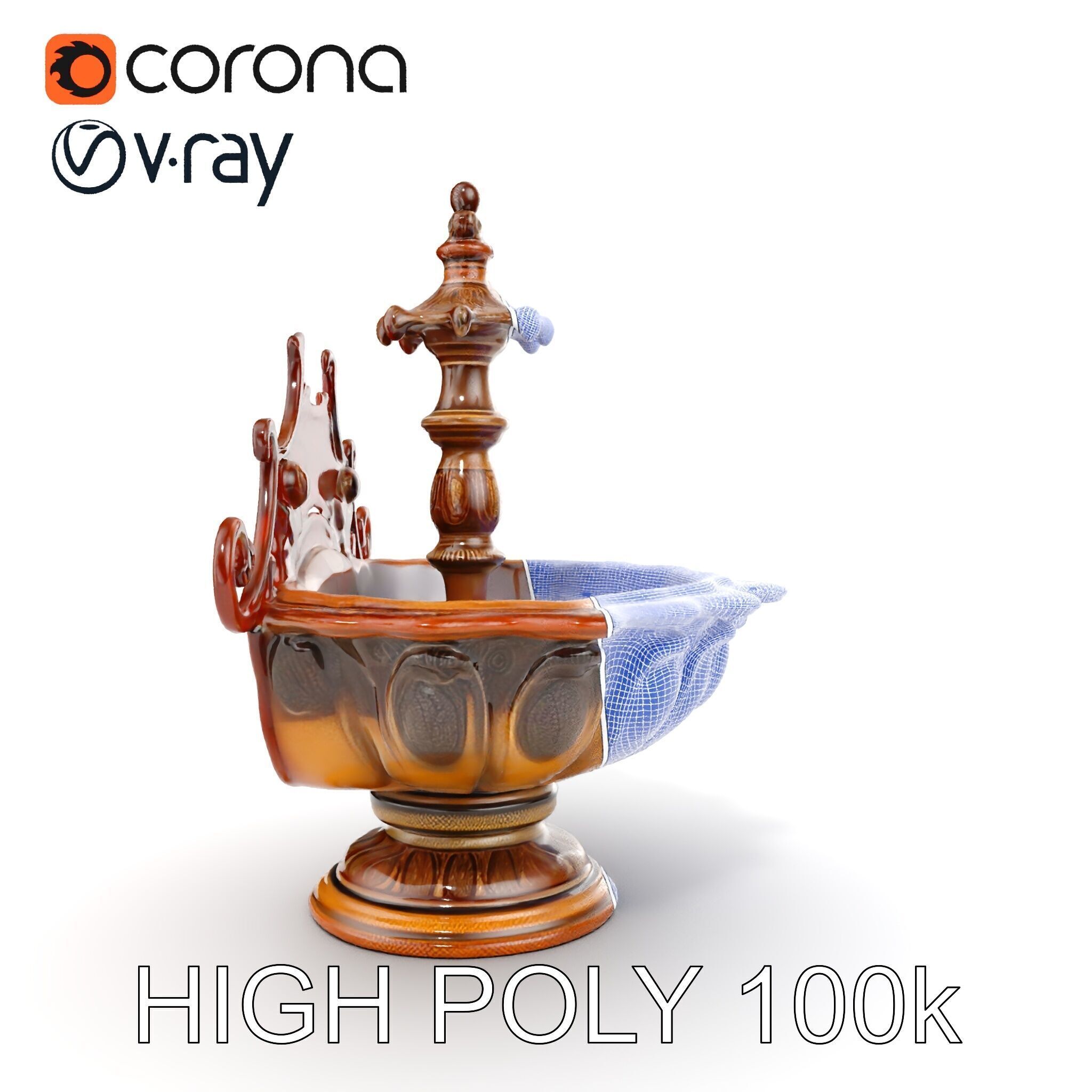 Ornate Fountain D Model Pack Low-poly 3D model_31