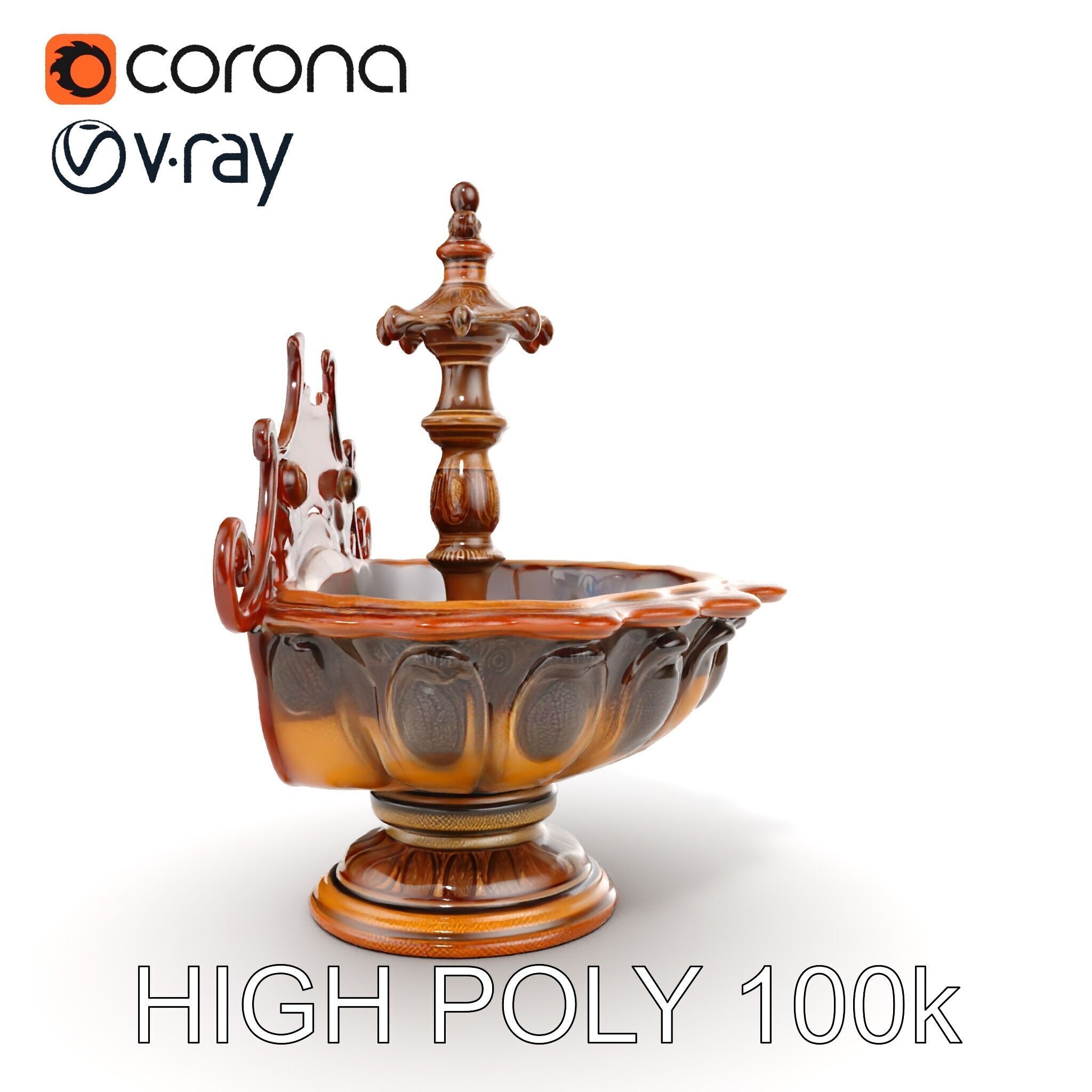Ornate Fountain D Model Pack Low-poly 3D model_28