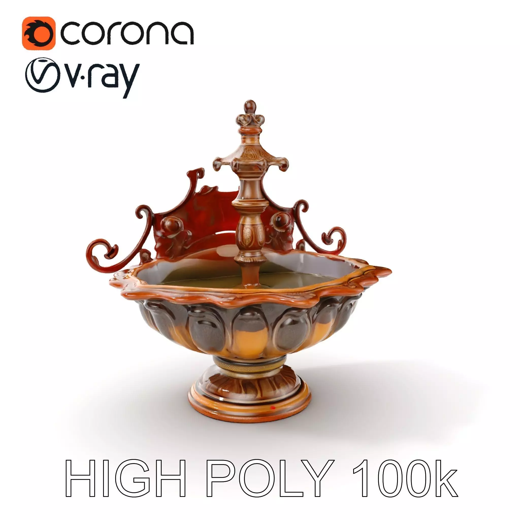 Ornate Fountain D Model Pack Low-poly 3D model_0
