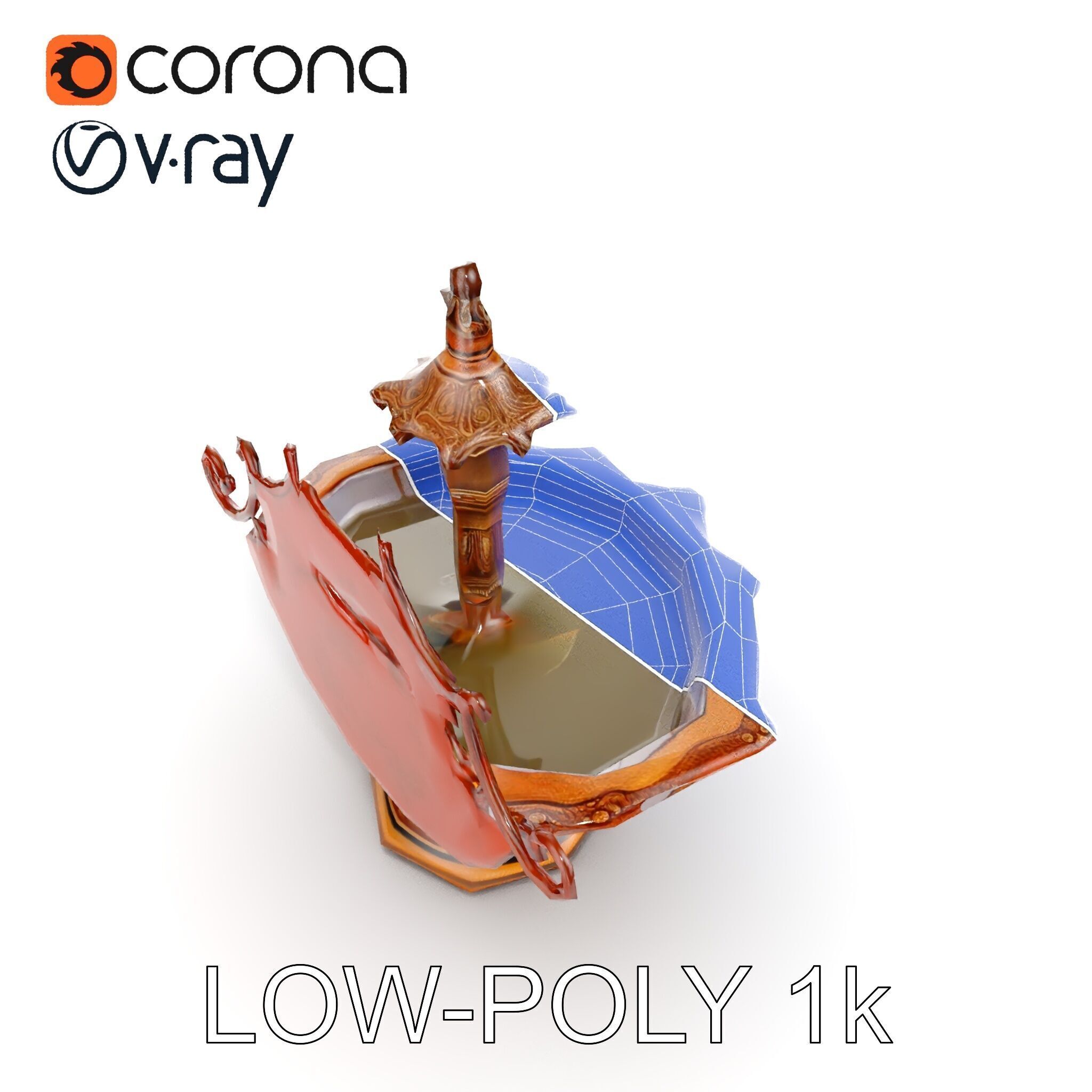 Ornate Fountain D Model Pack Low-poly 3D model_21