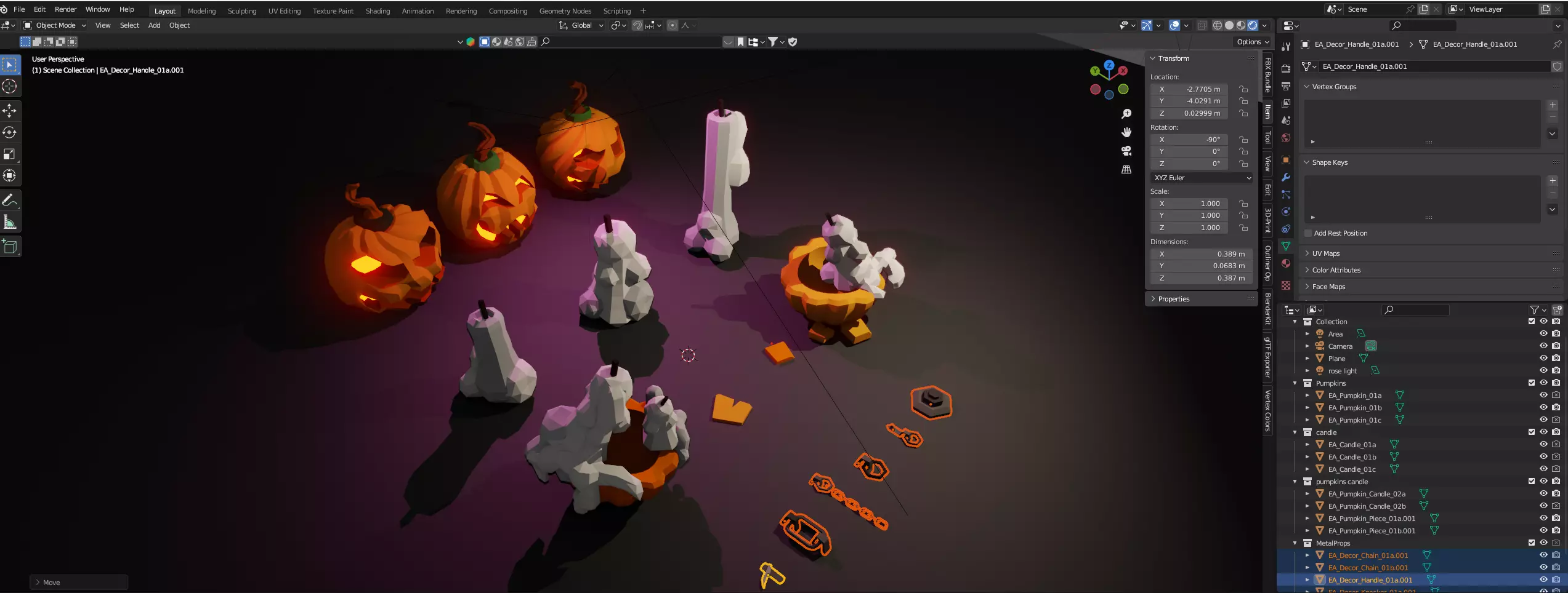 FREE Halloween minipack from the Necropoly universe Free low-poly 3D model_1