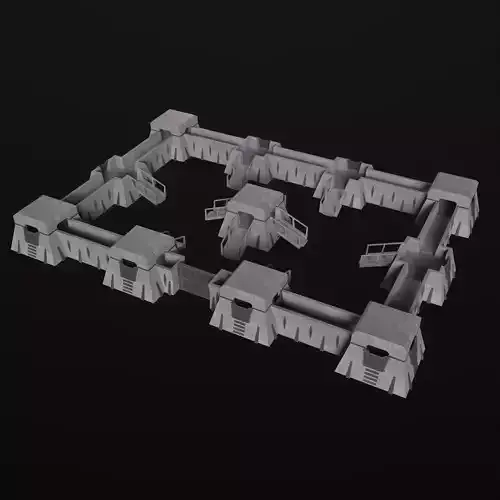 Modular Fortification  Outpost PBR Low-poly 3D model