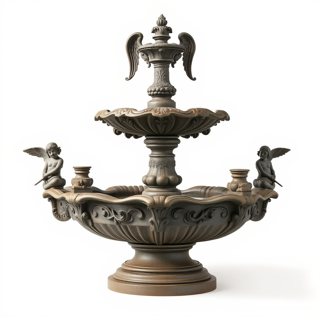 Ornate Tiered Fountain with Cherubs D Model Pack Low-poly 3D model_3