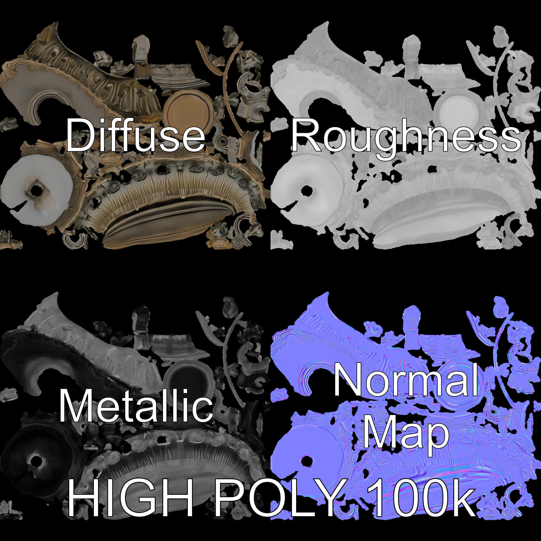 Ornate Tiered Fountain with Cherubs D Model Pack Low-poly 3D model_4