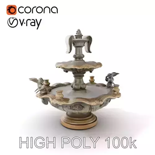 Ornate Tiered Fountain with Cherubs D Model Pack