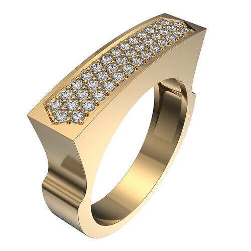 Fashion ring with paved top 3D print model