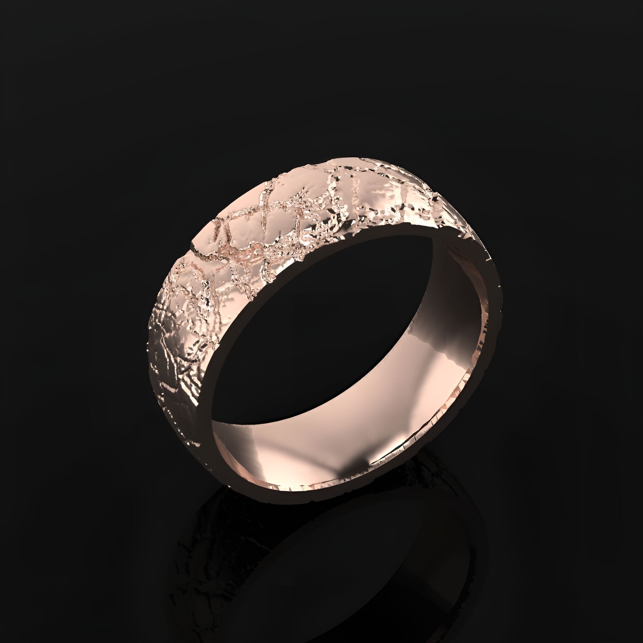 Hammered Ring 3D print model_1