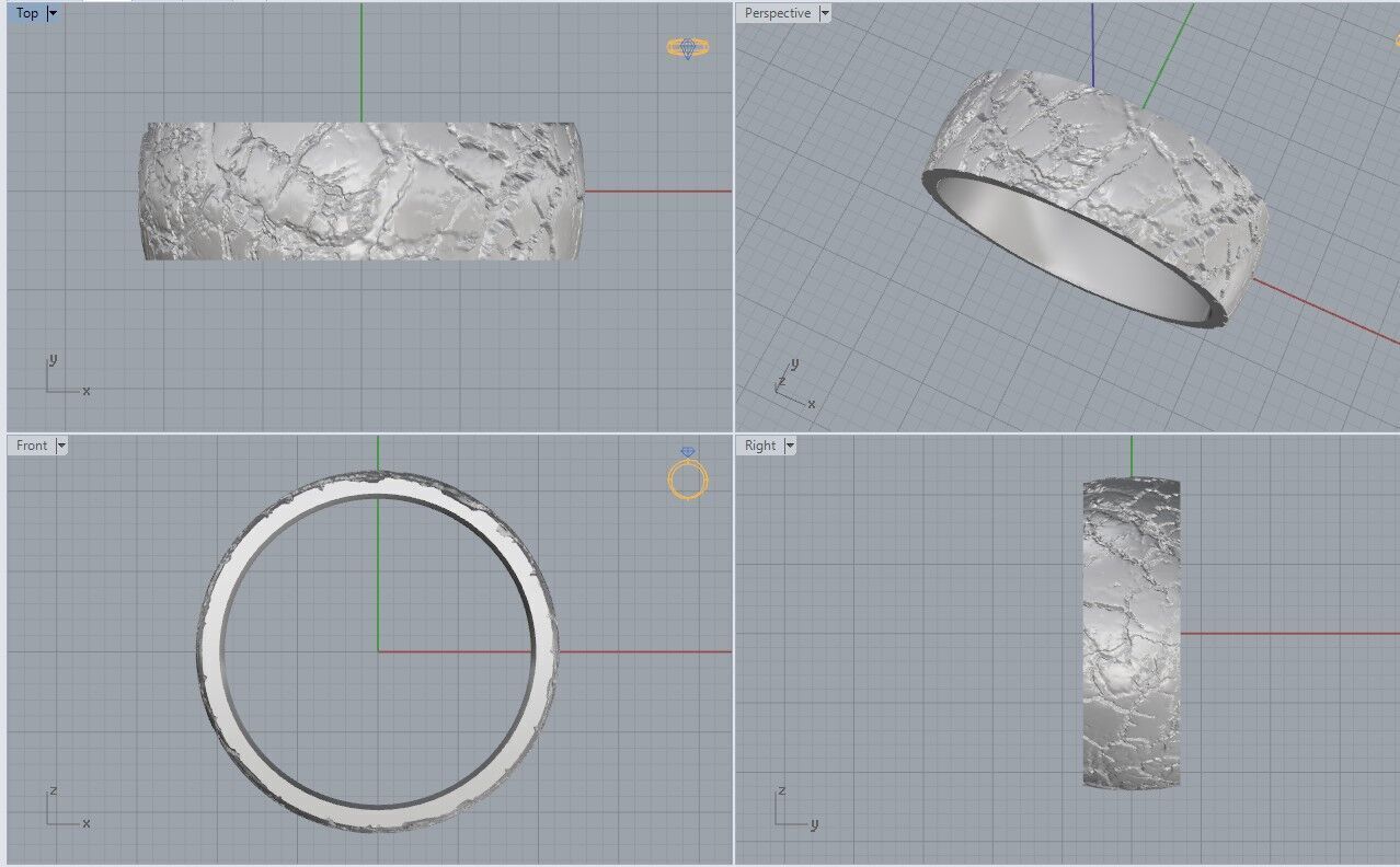 Hammered Ring 3D print model_5