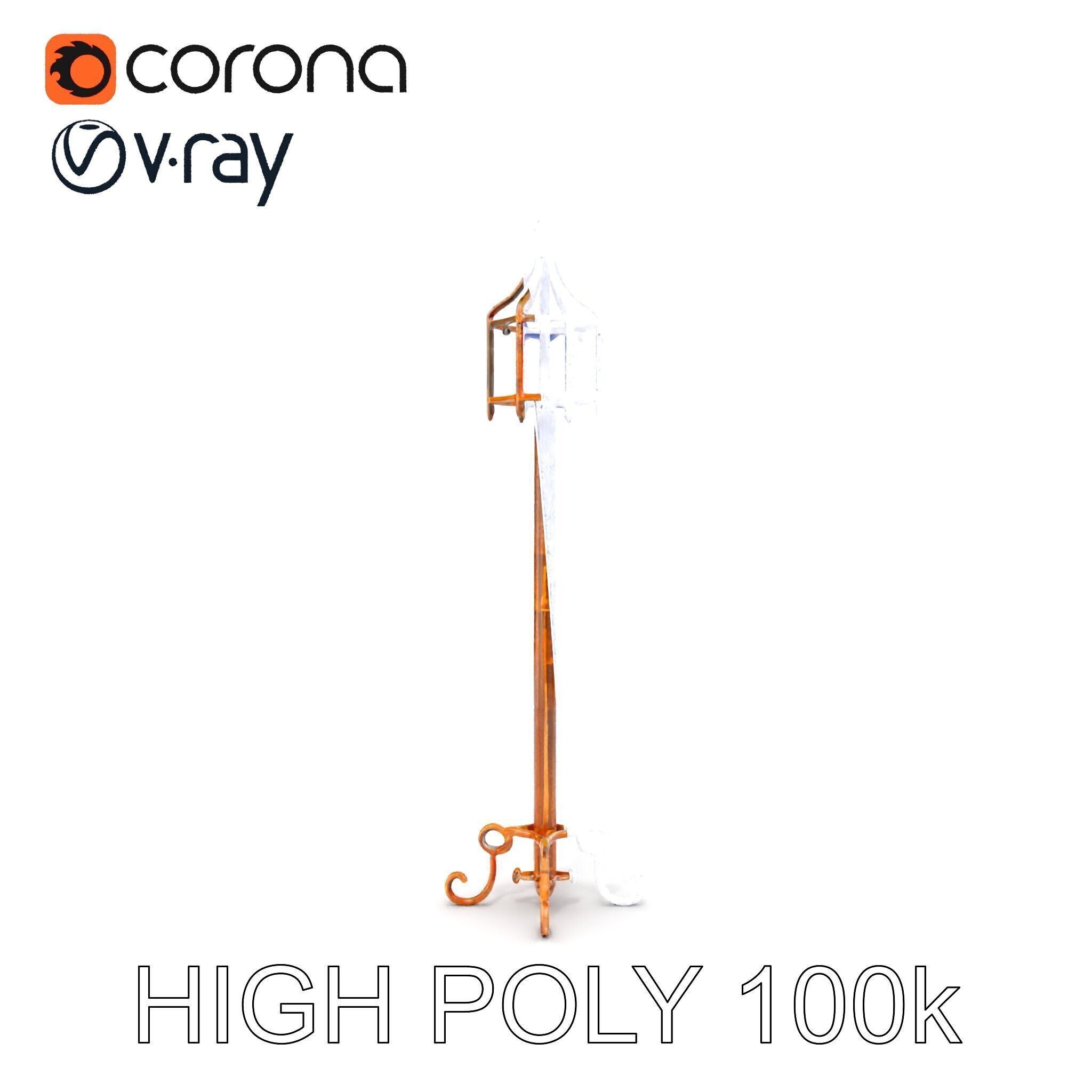 Vintage Iron Lamp Post Model Pack for Architectural Design Low-poly 3D model_30