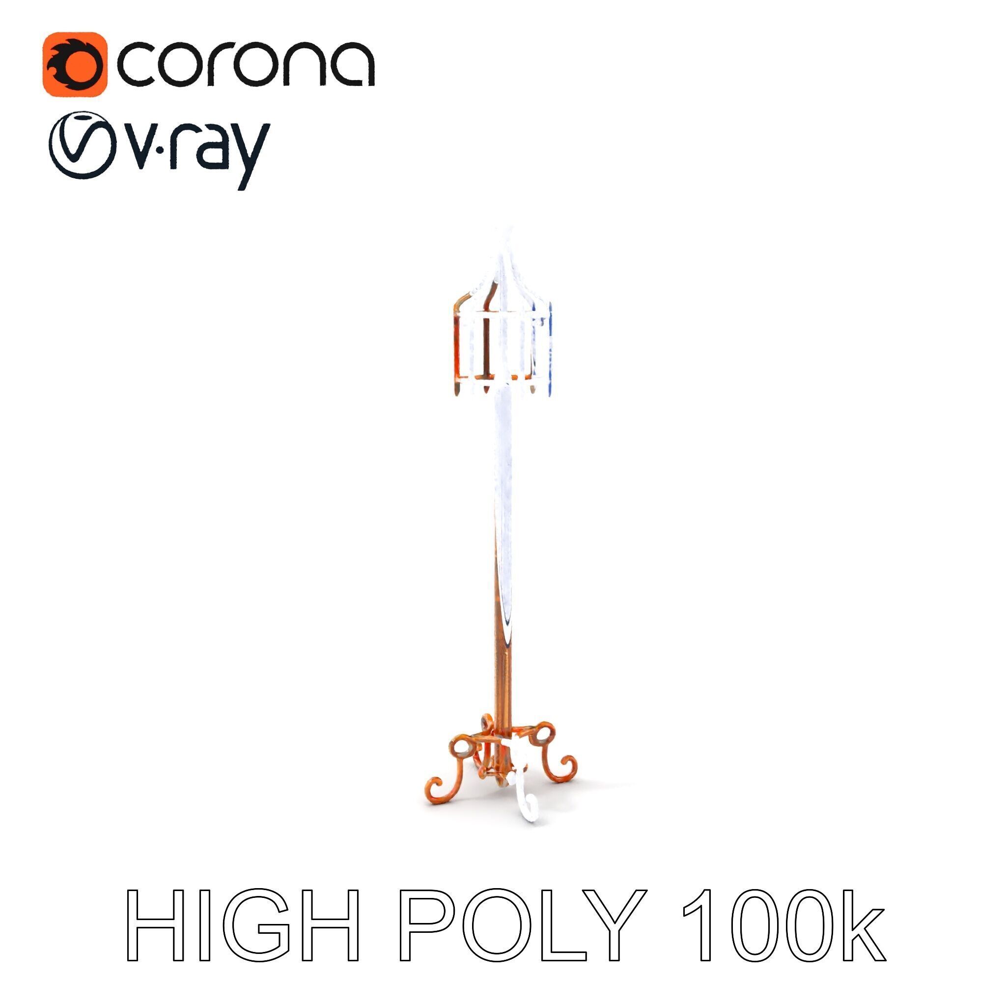 Vintage Iron Lamp Post Model Pack for Architectural Design Low-poly 3D model_10