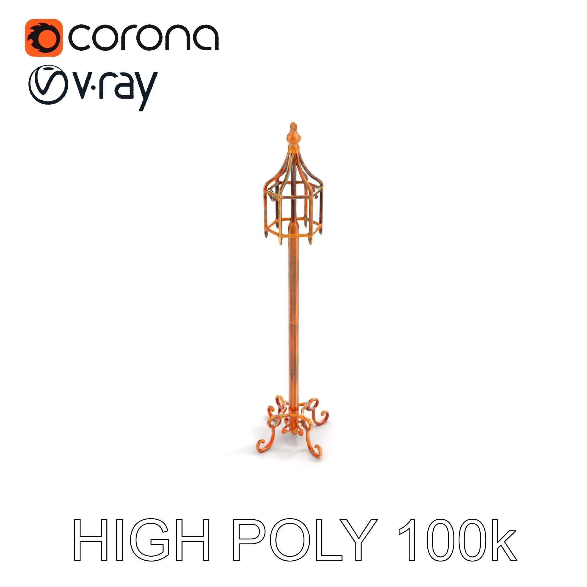 Vintage Iron Lamp Post Model Pack for Architectural Design Low-poly 3D model_11