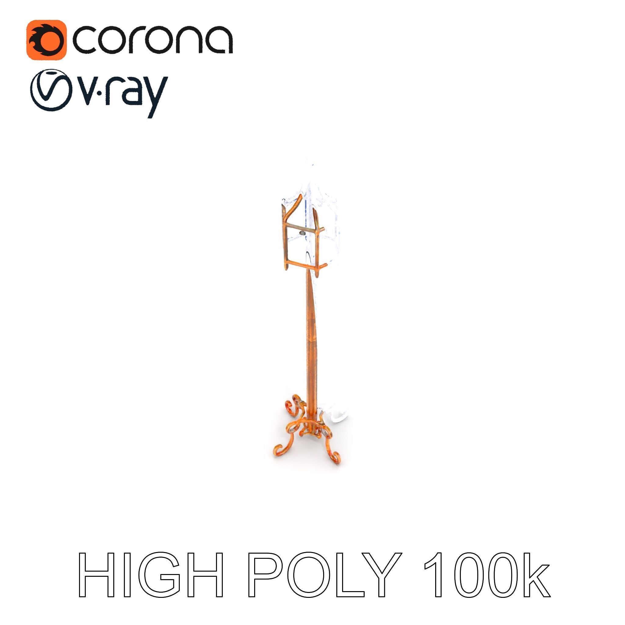 Vintage Iron Lamp Post Model Pack for Architectural Design Low-poly 3D model_25