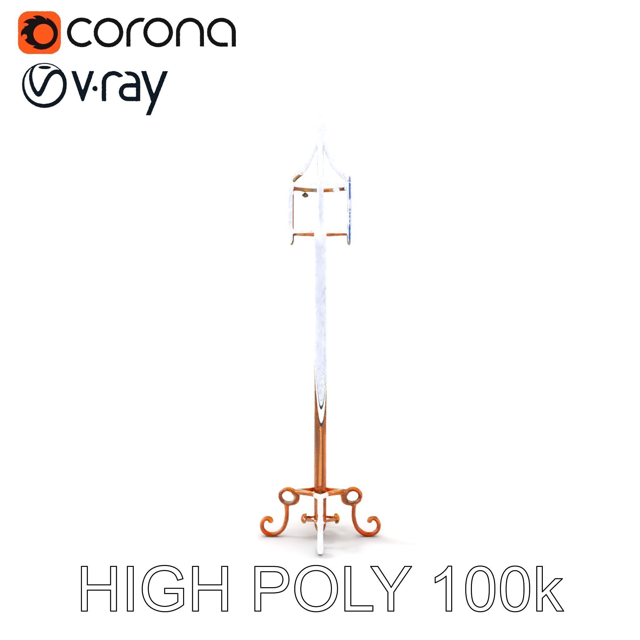 Vintage Iron Lamp Post Model Pack for Architectural Design Low-poly 3D model_31