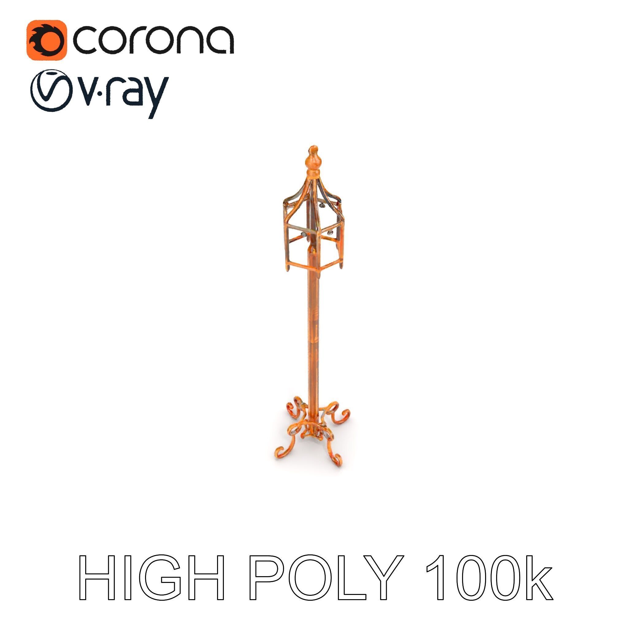 Vintage Iron Lamp Post Model Pack for Architectural Design Low-poly 3D model_13