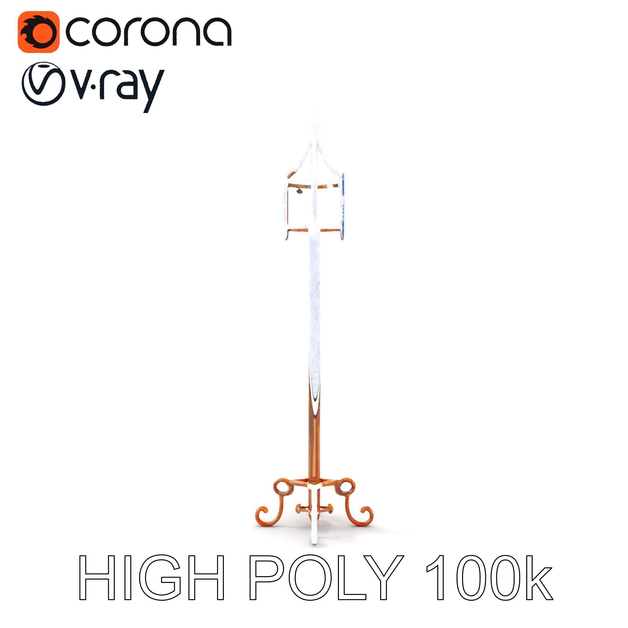 Vintage Iron Lamp Post Model Pack for Architectural Design Low-poly 3D model_33