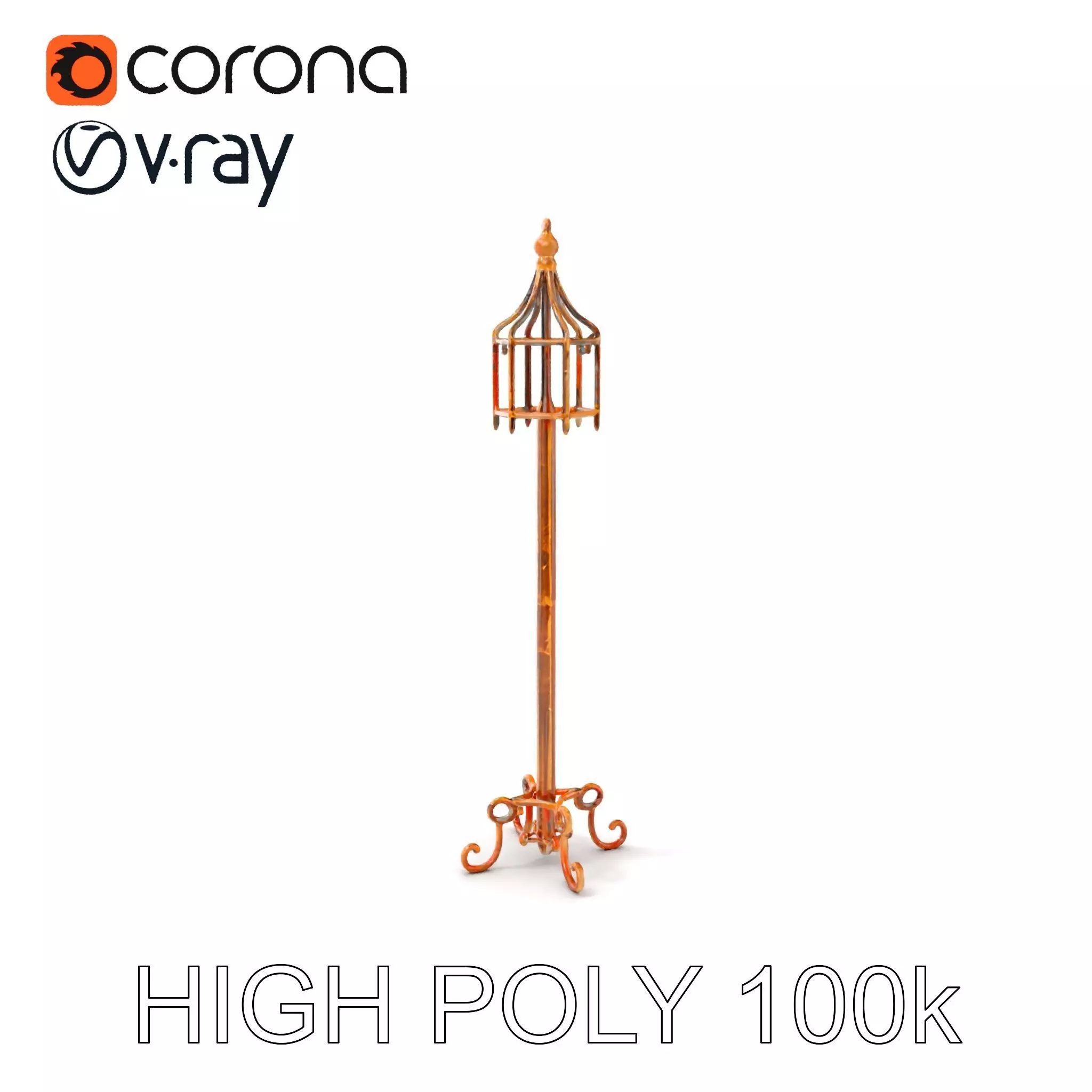 Vintage Iron Lamp Post Model Pack for Architectural Design Low-poly 3D model_0