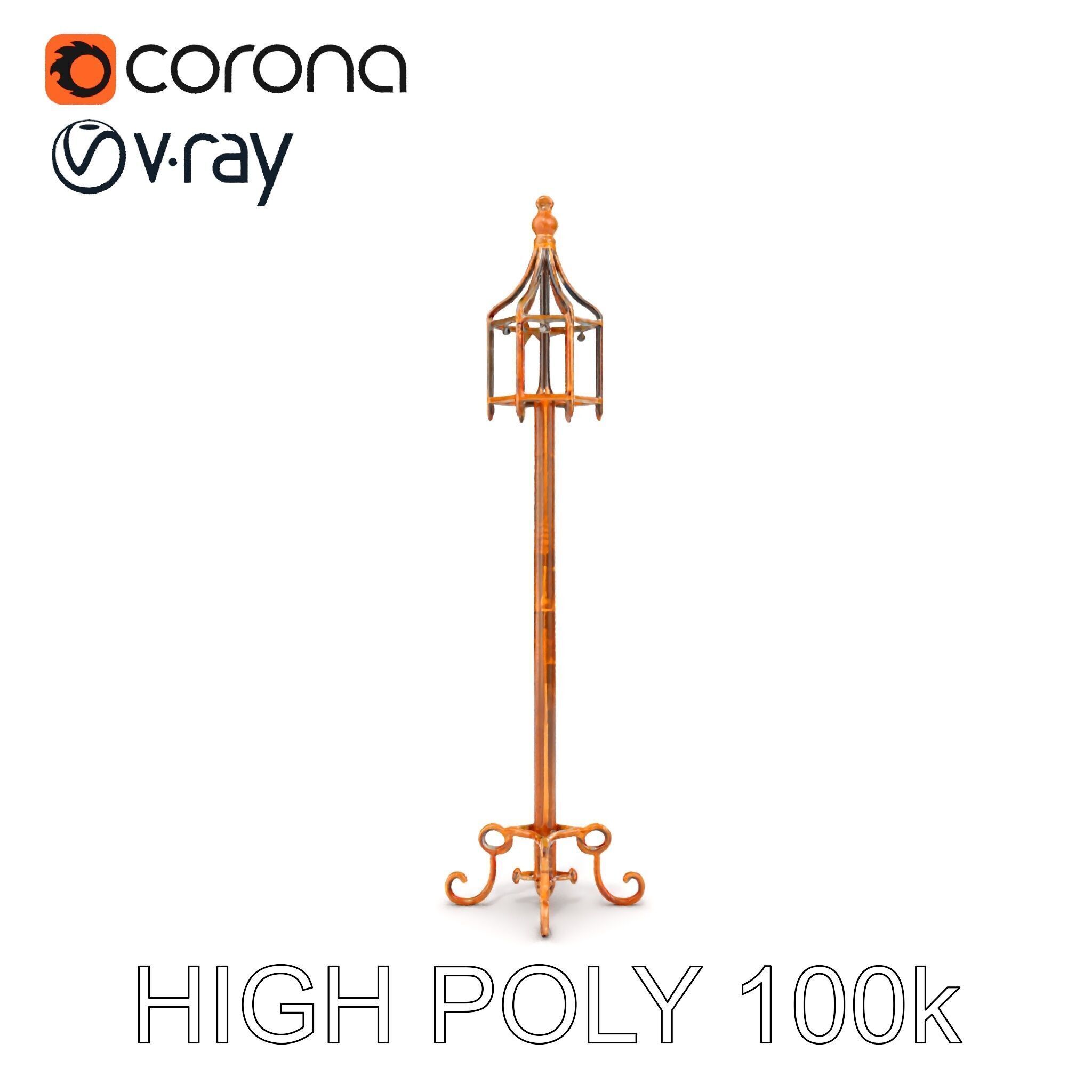 Vintage Iron Lamp Post Model Pack for Architectural Design Low-poly 3D model_20