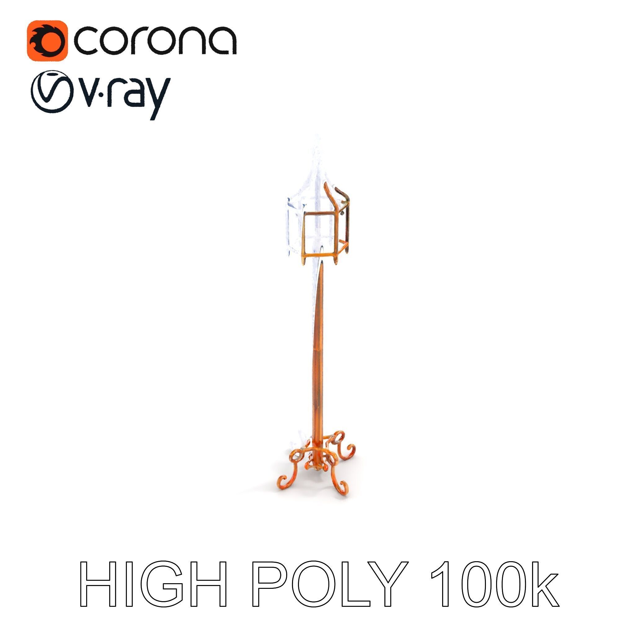 Vintage Iron Lamp Post Model Pack for Architectural Design Low-poly 3D model_36