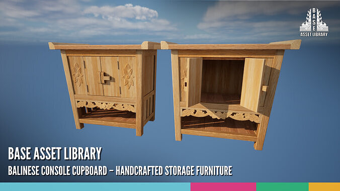 Balinese Console Cupboard Handcrafted Storage Furniture 3D model