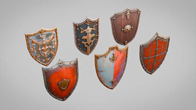 Shields Pack Collection Low-poly 3D model