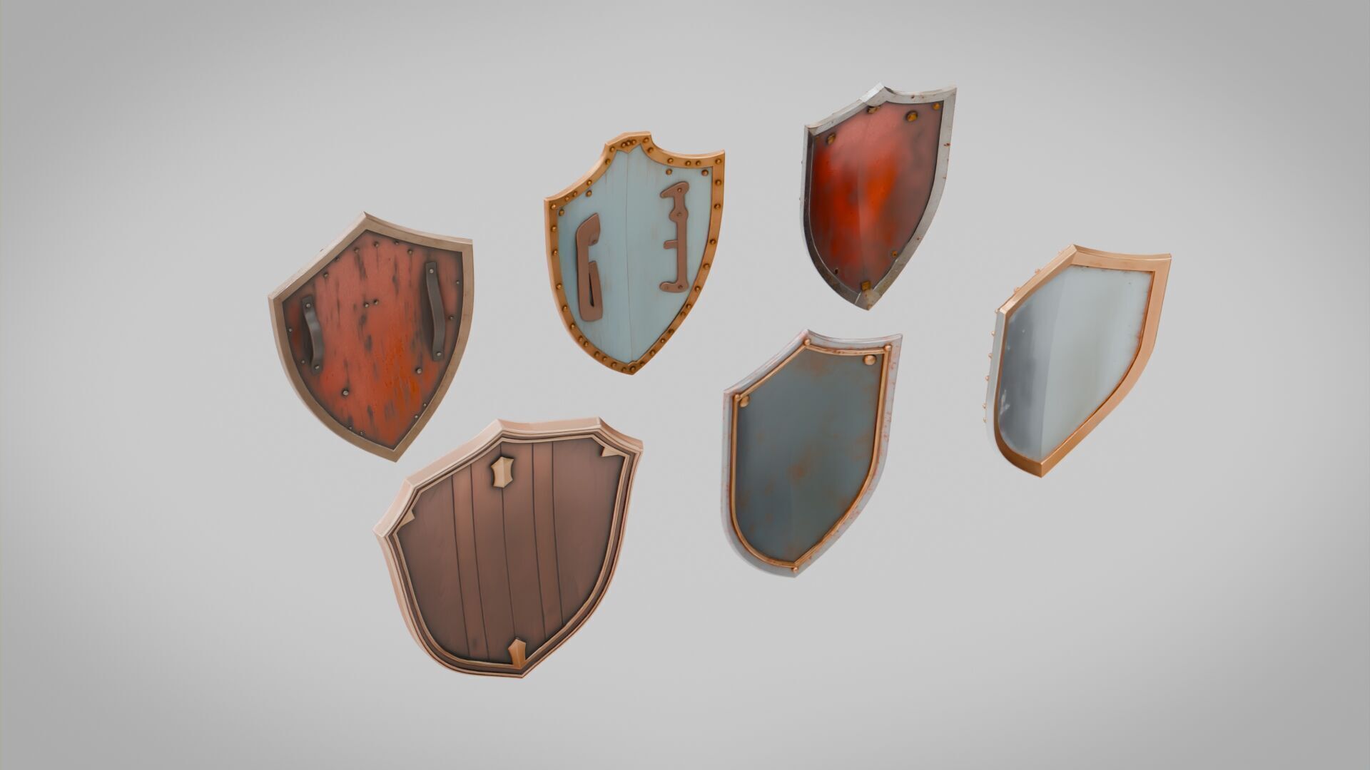 Shields Pack Collection Low-poly 3D model_2