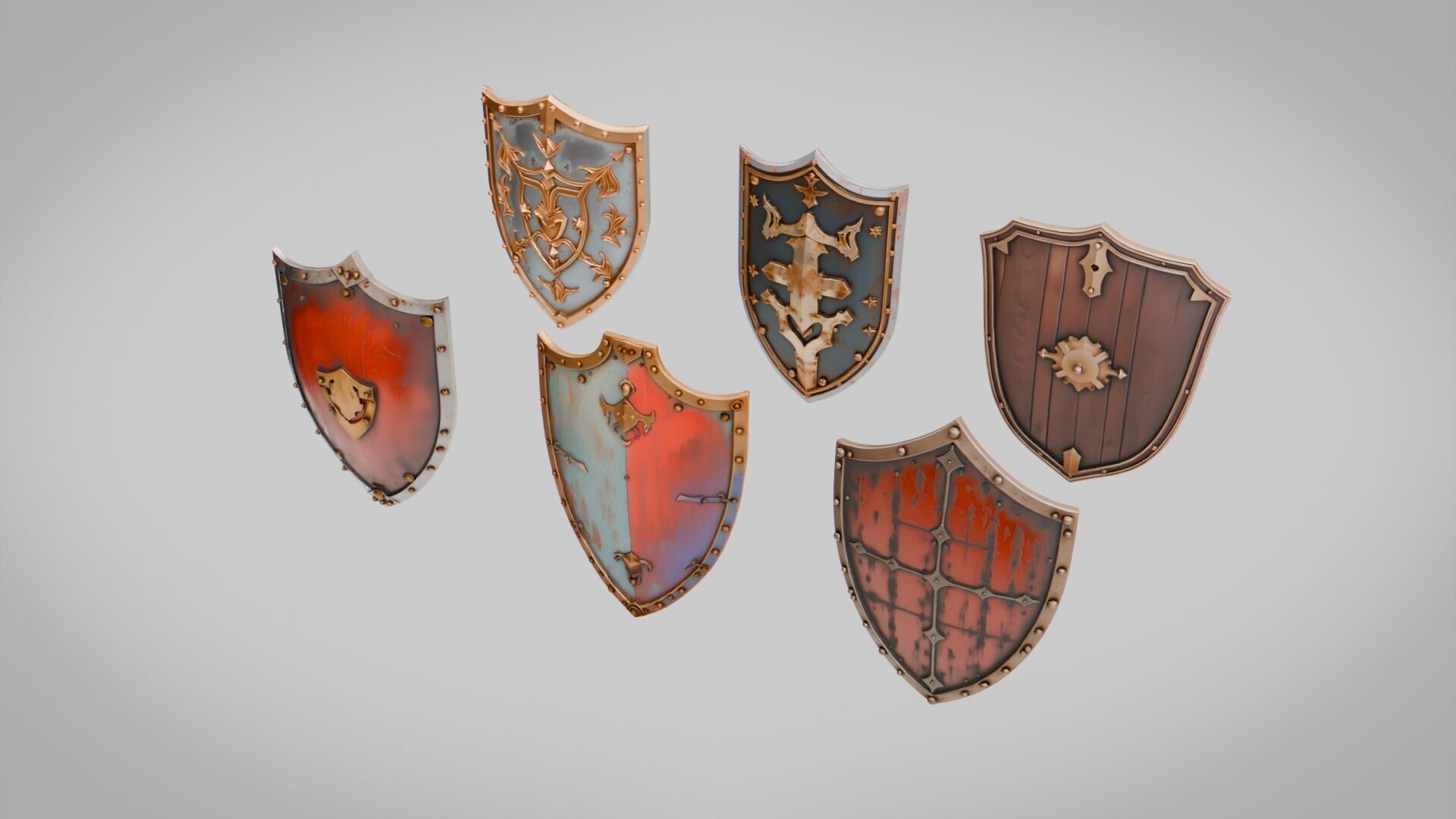Shields Pack Collection Low-poly 3D model_1