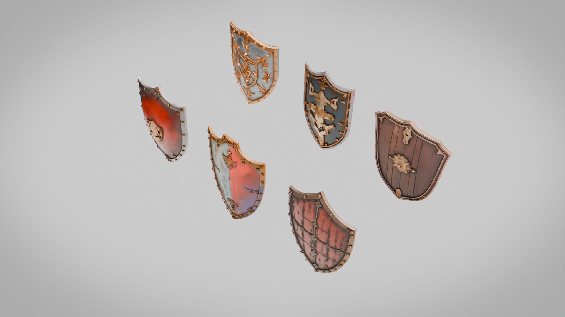 Shields Pack Collection Low-poly 3D model_4