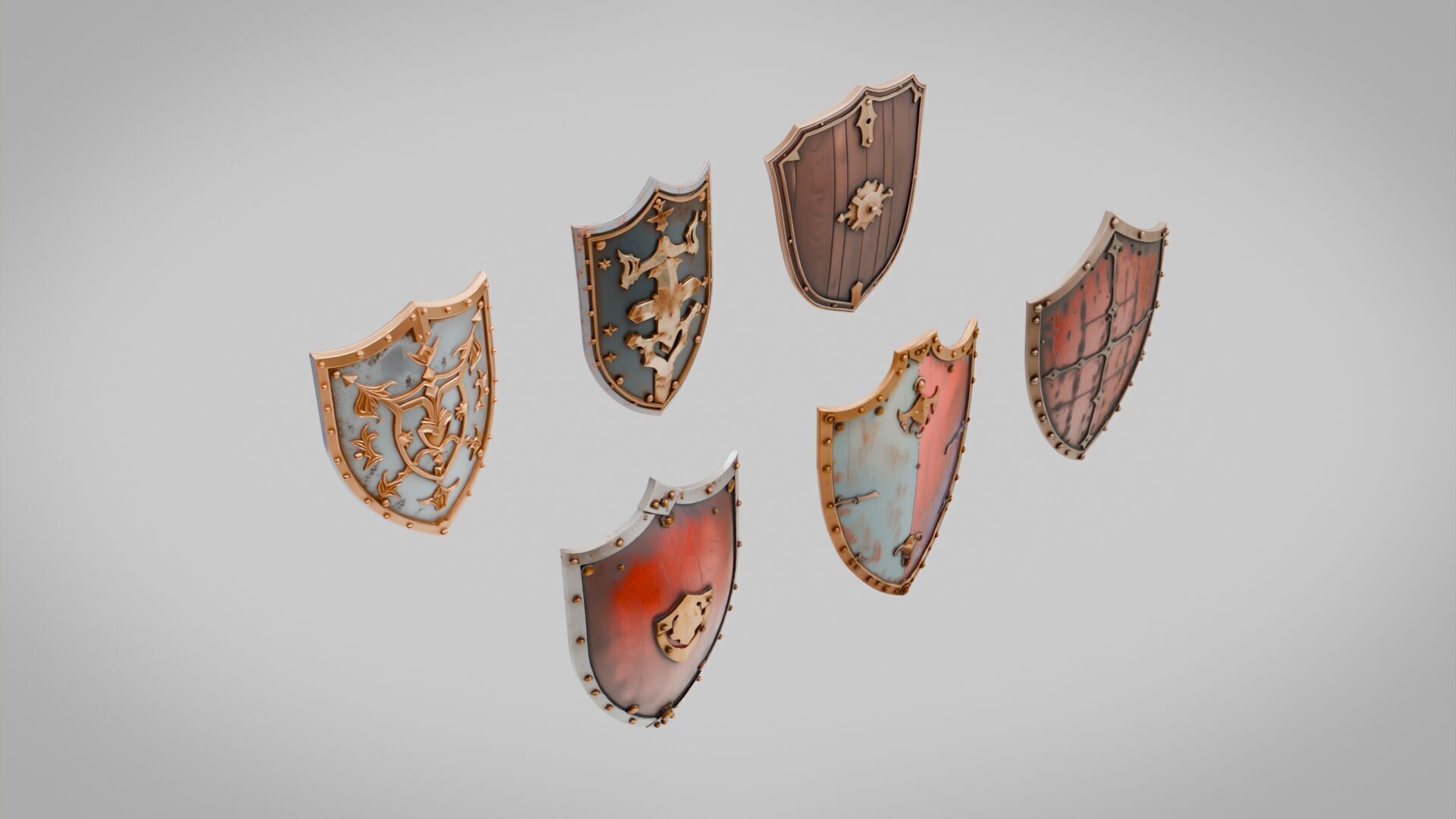 Shields Pack Collection Low-poly 3D model_3