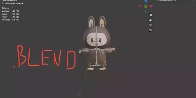 LABUBU 3D Toy Model  Rigged Game-Ready 