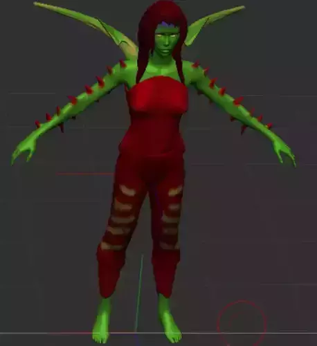 female fantasy character  red haired alien character 3d model 