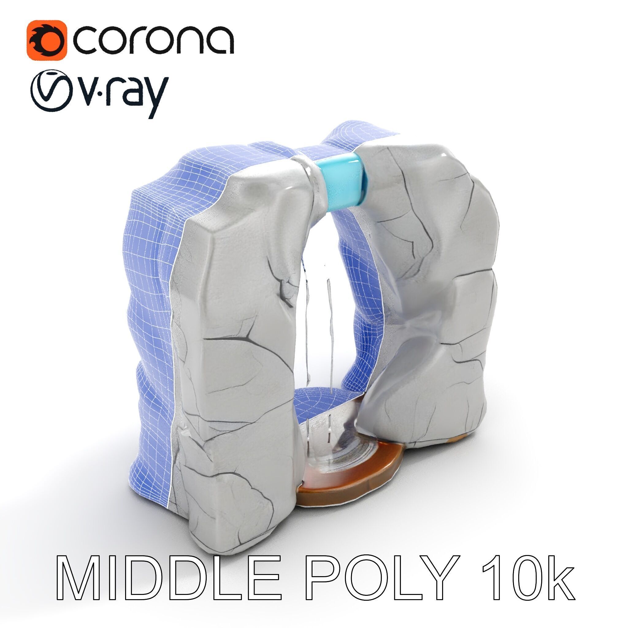 Natural Stone Arch Waterfall Model Pack Low-poly 3D model_22