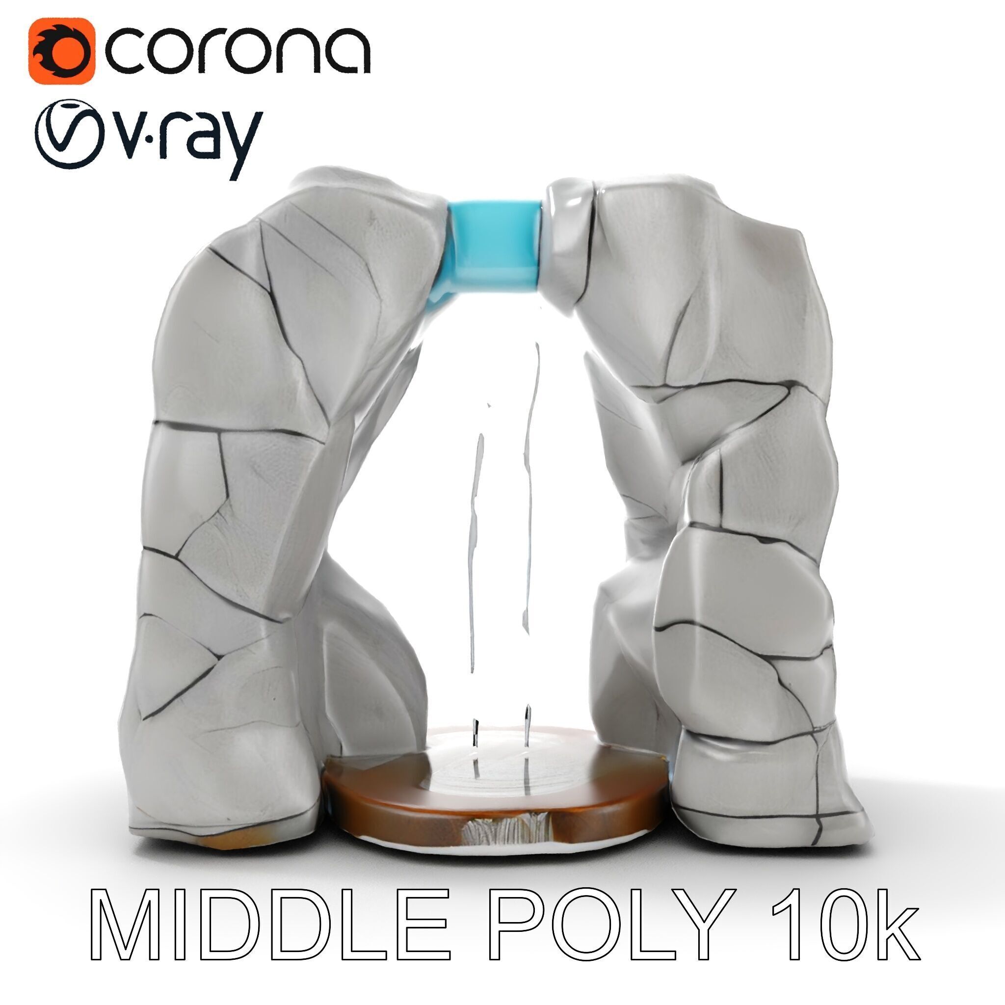 Natural Stone Arch Waterfall Model Pack Low-poly 3D model_16