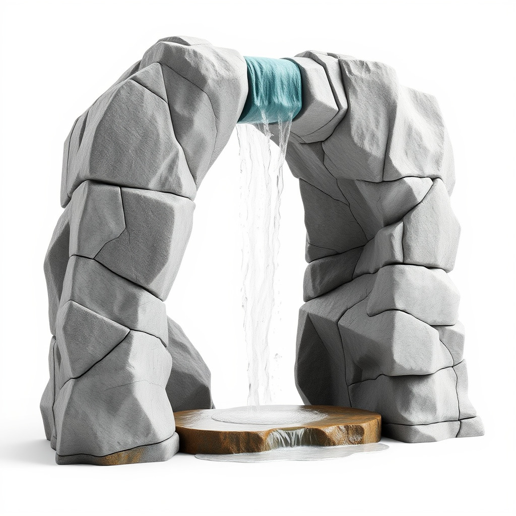 Natural Stone Arch Waterfall Model Pack Low-poly 3D model_3