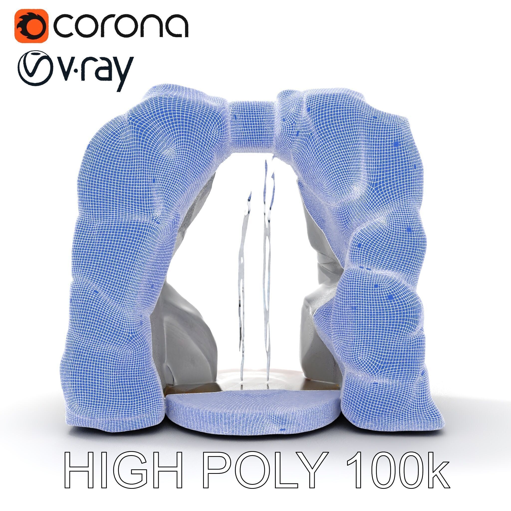 Natural Stone Arch Waterfall Model Pack Low-poly 3D model_33